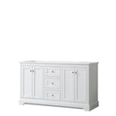 Wyndham Avery 60" Double Bathroom Vanity In White No Countertop No Sinks Brushed Gold Trims And No Mirror WCV232360DWGCXSXXMXX