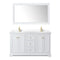 Wyndham Avery 60" Double Bathroom Vanity In White White Cultured Marble Countertop Undermount Square Sinks Brushed Gold Trims and 58" Mirror WCV232360DWGWCUNSM58