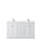 Wyndham Avery 60" Double Bathroom Vanity In White White Cultured Marble Countertop Undermount Square Sinks Brushed Gold Trims and No Mirror WCV232360DWGWCUNSMXX