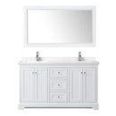 Wyndham Avery 60" Double Bathroom Vanity In White Light-Vein Carrara Cultured Marble Countertop Undermount Square Sinks and 58" Mirror WCV232360DWHC2UNSM58