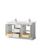 Wyndham Avery 60" Double Bathroom Vanity In White Light-Vein Carrara Cultured Marble Countertop Undermount Square Sinks and No Mirror WCV232360DWHC2UNSMXX