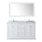 Wyndham Avery 60" Double Bathroom Vanity In White White Carrara Marble Countertop Undermount Oval Sinks and 58" Mirror WCV232360DWHCMUNOM58