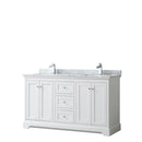 Wyndham Avery 60" Double Bathroom Vanity In White White Carrara Marble Countertop Undermount Square Sinks And No Mirror WCV232360DWHCMUNSMXX