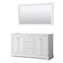 Wyndham Avery 60" Double Bathroom Vanity In White No Countertop No Sinks And 58" Mirror WCV232360DWHCXSXXM58