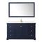 Wyndham Avery 60" Single Bathroom Vanity In Dark Blue Light-Vein Carrara Cultured Marble Countertop Undermount Square Sink and 58" Mirror WCV232360SBLC2UNSM58