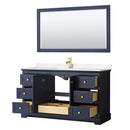 Wyndham Avery 60" Single Bathroom Vanity In Dark Blue Light-Vein Carrara Cultured Marble Countertop Undermount Square Sink and 58" Mirror WCV232360SBLC2UNSM58