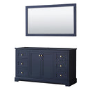 Wyndham Avery 60" Single Bathroom Vanity In Dark Blue No Countertop No Sink And 58" Mirror WCV232360SBLCXSXXM58