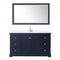 Wyndham Avery 60" Single Bathroom Vanity In Dark Blue White Cultured Marble Countertop Undermount Square Sink and 58" Mirror WCV232360SBLWCUNSM58