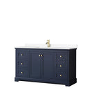 Wyndham Avery 60" Single Bathroom Vanity In Dark Blue White Cultured Marble Countertop Undermount Square Sink And No Mirror WCV232360SBLWCUNSMXX