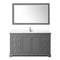 Wyndham Avery 60" Single Bathroom Vanity In Dark Gray Light-Vein Carrara Cultured Marble Countertop Undermount Square Sink and 58" Mirror WCV232360SKGC2UNSM58