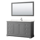 Wyndham Avery 60" Single Bathroom Vanity In Dark Gray Light-Vein Carrara Cultured Marble Countertop Undermount Square Sink And 58" Mirror WCV232360SKGC2UNSM58