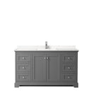 Wyndham Avery 60" Single Bathroom Vanity In Dark Gray Light-Vein Carrara Cultured Marble Countertop Undermount Square Sink and No Mirror WCV232360SKGC2UNSMXX