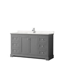 Wyndham Avery 60" Single Bathroom Vanity In Dark Gray Light-Vein Carrara Cultured Marble Countertop Undermount Square Sink And No Mirror WCV232360SKGC2UNSMXX