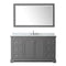 Wyndham Avery 60" Single Bathroom Vanity In Dark Gray White Carrara Marble Countertop Undermount Oval Sink and 58" Mirror WCV232360SKGCMUNOM58