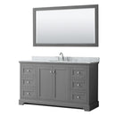 Wyndham Avery 60" Single Bathroom Vanity In Dark Gray White Carrara Marble Countertop Undermount Oval Sink And 58" Mirror WCV232360SKGCMUNOM58