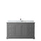 Wyndham Avery 60" Single Bathroom Vanity In Dark Gray White Carrara Marble Countertop Undermount Square Sink and No Mirror WCV232360SKGCMUNSMXX