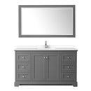 Wyndham Avery 60" Single Bathroom Vanity In Dark Gray White Cultured Marble Countertop Undermount Square Sink and 58" Mirror WCV232360SKGWCUNSM58