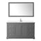 Wyndham Avery 60" Single Bathroom Vanity In Dark Gray White Cultured Marble Countertop Undermount Square Sink and 58" Mirror WCV232360SKGWCUNSM58