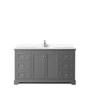 Wyndham Avery 60" Single Bathroom Vanity In Dark Gray White Cultured Marble Countertop Undermount Square Sink and No Mirror WCV232360SKGWCUNSMXX