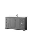 Wyndham Avery 60" Single Bathroom Vanity In Dark Gray White Cultured Marble Countertop Undermount Square Sink And No Mirror WCV232360SKGWCUNSMXX