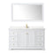 Wyndham Avery 60" Single Bathroom Vanity In White Light-Vein Carrara Cultured Marble Countertop Undermount Square Sink Brushed Gold Trims and 58" Mirror WCV232360SWGC2UNSM58