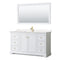 Wyndham Avery 60" Single Bathroom Vanity In White Light-Vein Carrara Cultured Marble Countertop Undermount Square Sink Brushed Gold Trims And 58" Mirror WCV232360SWGC2UNSM58