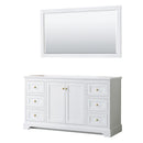 Wyndham Avery 60" Single Bathroom Vanity In White No Countertop No Sink Brushed Gold Trims And 58" Mirror WCV232360SWGCXSXXM58