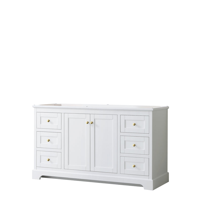 Wyndham Avery 60" Single Bathroom Vanity In White No Countertop No Sink Brushed Gold Trims And No Mirror WCV232360SWGCXSXXMXX