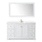 Wyndham Avery 60" Single Bathroom Vanity In White White Cultured Marble Countertop Undermount Square Sink Brushed Gold Trims and 58" Mirror WCV232360SWGWCUNSM58