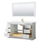 Wyndham Avery 60" Single Bathroom Vanity In White White Cultured Marble Countertop Undermount Square Sink Brushed Gold Trims and 58" Mirror WCV232360SWGWCUNSM58