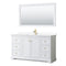 Wyndham Avery 60" Single Bathroom Vanity In White White Cultured Marble Countertop Undermount Square Sink Brushed Gold Trims And 58" Mirror WCV232360SWGWCUNSM58