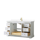 Wyndham Avery 60" Single Bathroom Vanity In White White Cultured Marble Countertop Undermount Square Sink Brushed Gold Trims and No Mirror WCV232360SWGWCUNSMXX