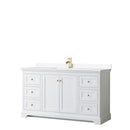 Wyndham Avery 60" Single Bathroom Vanity In White White Cultured Marble Countertop Undermount Square Sink Brushed Gold Trims And No Mirror WCV232360SWGWCUNSMXX