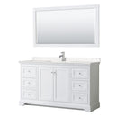 Wyndham Avery 60" Single Bathroom Vanity In White Light-Vein Carrara Cultured Marble Countertop Undermount Square Sink And 58" Mirror WCV232360SWHC2UNSM58