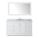 Wyndham Avery 60" Single Bathroom Vanity In White White Carrara Marble Countertop Undermount Oval Sink and 58" Mirror WCV232360SWHCMUNOM58