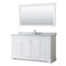 Wyndham Avery 60" Single Bathroom Vanity In White White Carrara Marble Countertop Undermount Oval Sink And 58" Mirror WCV232360SWHCMUNOM58