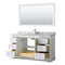 Wyndham Avery 60" Single Bathroom Vanity In White White Carrara Marble Countertop Undermount Square Sink and 58" Mirror WCV232360SWHCMUNSM58