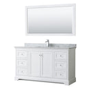 Wyndham Avery 60" Single Bathroom Vanity In White White Carrara Marble Countertop Undermount Square Sink And 58" Mirror WCV232360SWHCMUNSM58