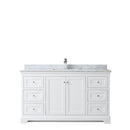 Wyndham Avery 60" Single Bathroom Vanity In White White Carrara Marble Countertop Undermount Square Sink and No Mirror WCV232360SWHCMUNSMXX