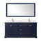 Wyndham Avery 72" Double Bathroom Vanity In Dark Blue Light-Vein Carrara Cultured Marble Countertop Undermount Square Sinks and No Mirror WCV232372DBLC2UNSMXX