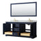 Wyndham Avery 72" Double Bathroom Vanity In Dark Blue White Carrara Marble Countertop Undermount Oval Sinks and 70" Mirror WCV232372DBLCMUNOM70