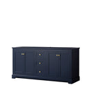 Wyndham Avery 72" Double Bathroom Vanity In Dark Blue No Countertop No Sinks And No Mirror WCV232372DBLCXSXXMXX