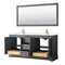 Wyndham Avery 72" Double Bathroom Vanity In Dark Gray Light-Vein Carrara Cultured Marble Countertop Undermount Square Sinks and 70" Mirror WCV232372DKGC2UNSM70