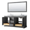 Wyndham Avery 72" Double Bathroom Vanity In Dark Gray White Carrara Marble Countertop Undermount Oval Sinks and 70" Mirror WCV232372DKGCMUNOM70