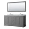 Wyndham Avery 72" Double Bathroom Vanity In Dark Gray White Carrara Marble Countertop Undermount Oval Sinks And 70" Mirror WCV232372DKGCMUNOM70