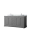 Wyndham Avery 72" Double Bathroom Vanity In Dark Gray White Carrara Marble Countertop Undermount Oval Sinks And No Mirror WCV232372DKGCMUNOMXX