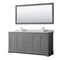 Wyndham Avery 72" Double Bathroom Vanity In Dark Gray White Carrara Marble Countertop Undermount Square Sinks And 70" Mirror WCV232372DKGCMUNSM70