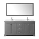 Wyndham Avery 72" Double Bathroom Vanity In Dark Gray White Cultured Marble Countertop Undermount Square Sinks and No Mirror WCV232372DKGWCUNSMXX