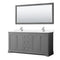 Wyndham Avery 72" Double Bathroom Vanity In Dark Gray White Cultured Marble Countertop Undermount Square Sinks And 70" Mirror WCV232372DKGWCUNSM70