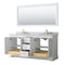 Wyndham Avery 72" Double Bathroom Vanity In White White Carrara Marble Countertop Undermount Oval Sinks Brushed Gold Trims and 70" Mirror WCV232372DWGCMUNOM70